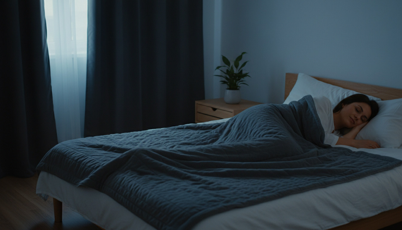 Person sover fredeligt under tyngdedyne